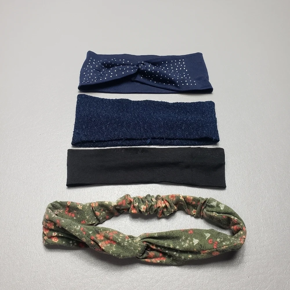 women's headband bundle of 4, blue, black, green